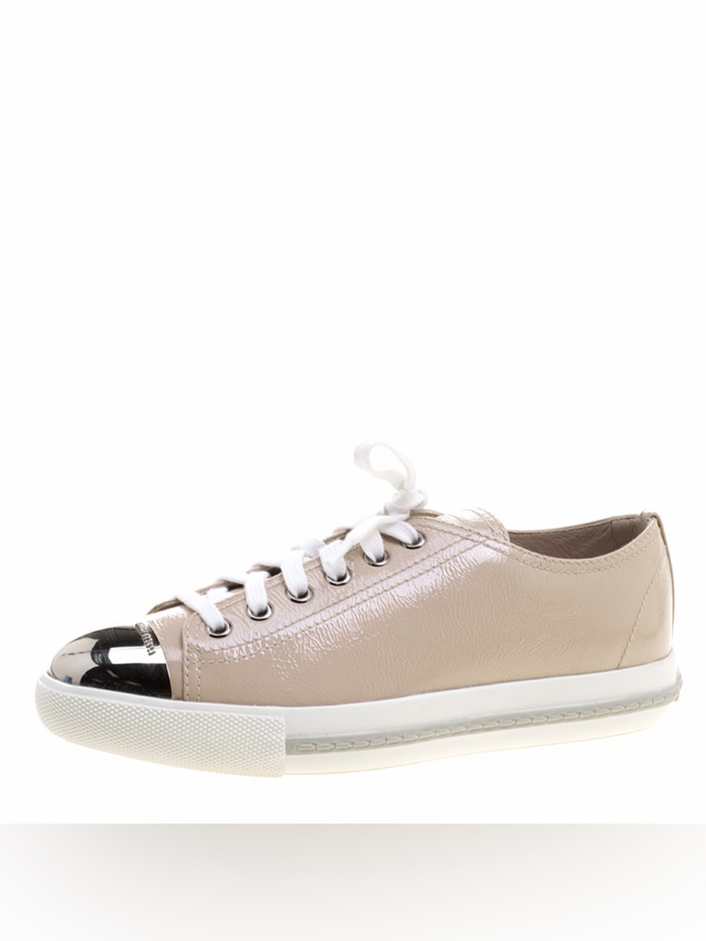 Miu Miu Patent Leather Low-Top Sneaker in Light Pink